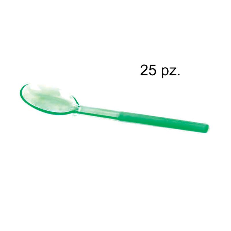 CUCHARA ACRILICO VERDE 25 PZ