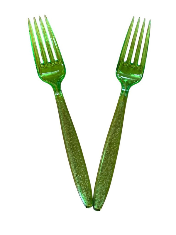 TENEDOR ACRILICO VERDE 25 PZ