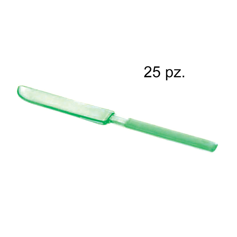 CUCHILLO ACRILICO VERDE 25 PZ