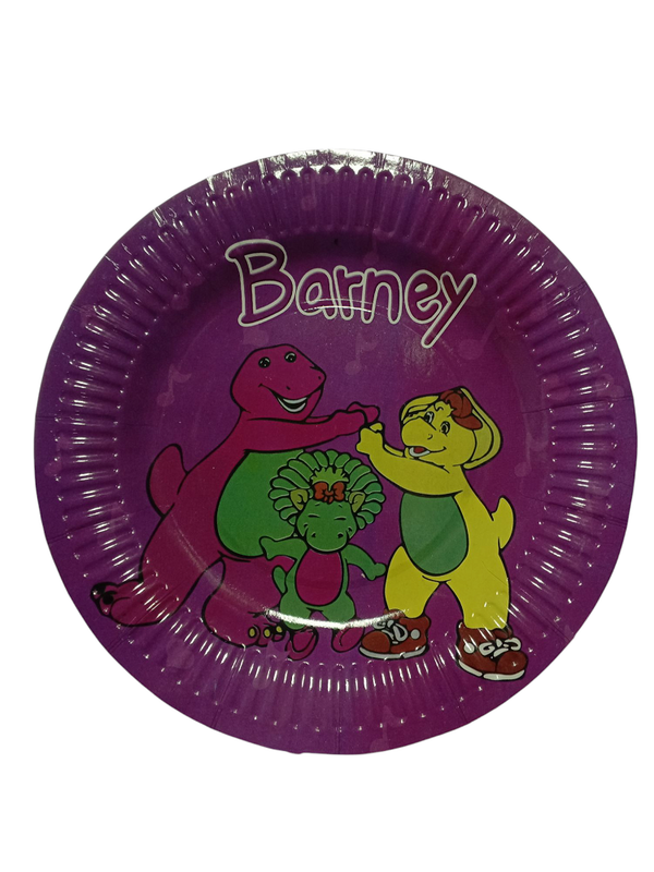 PLATOS DE PIÑATA BARNEY PAQ 8 UNID