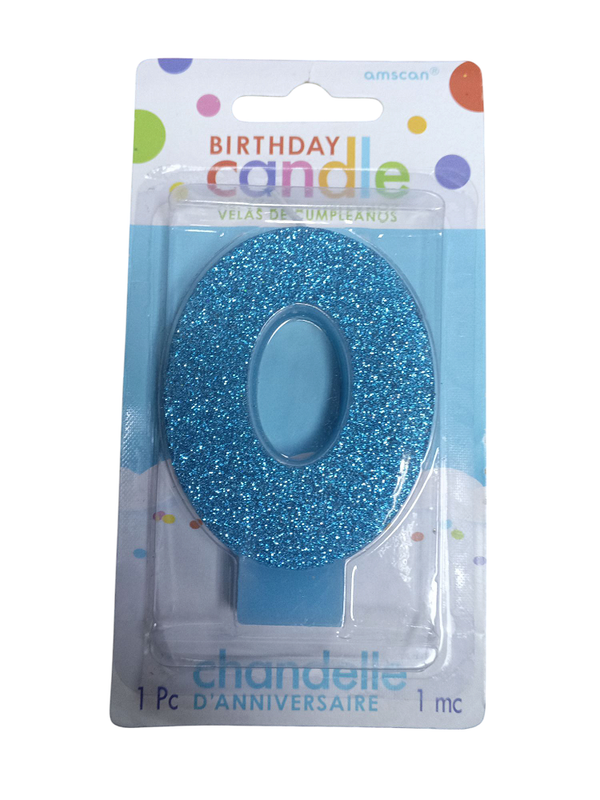 VELA NUMERO 0 AZUL BRILLO