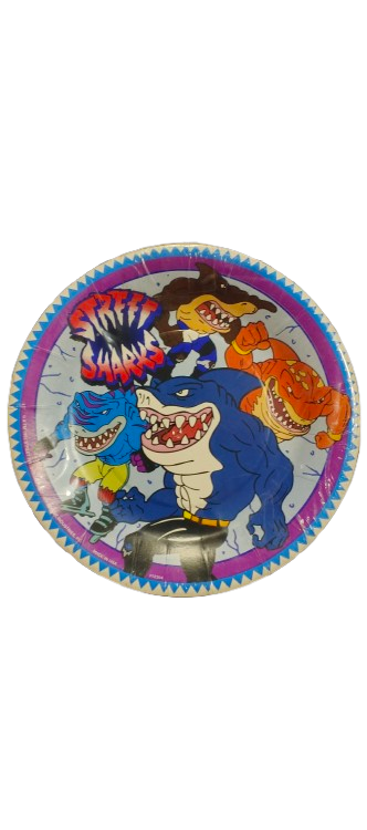 PLATOS PIÑATA TIBURON PAQ 8 UNID