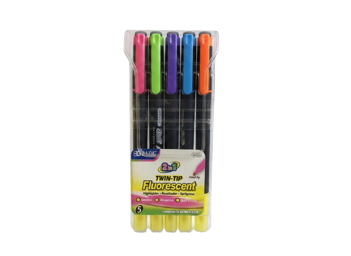 ESTUCHE DE RESALTADORES 2EN1 - 5PZ BAZIC