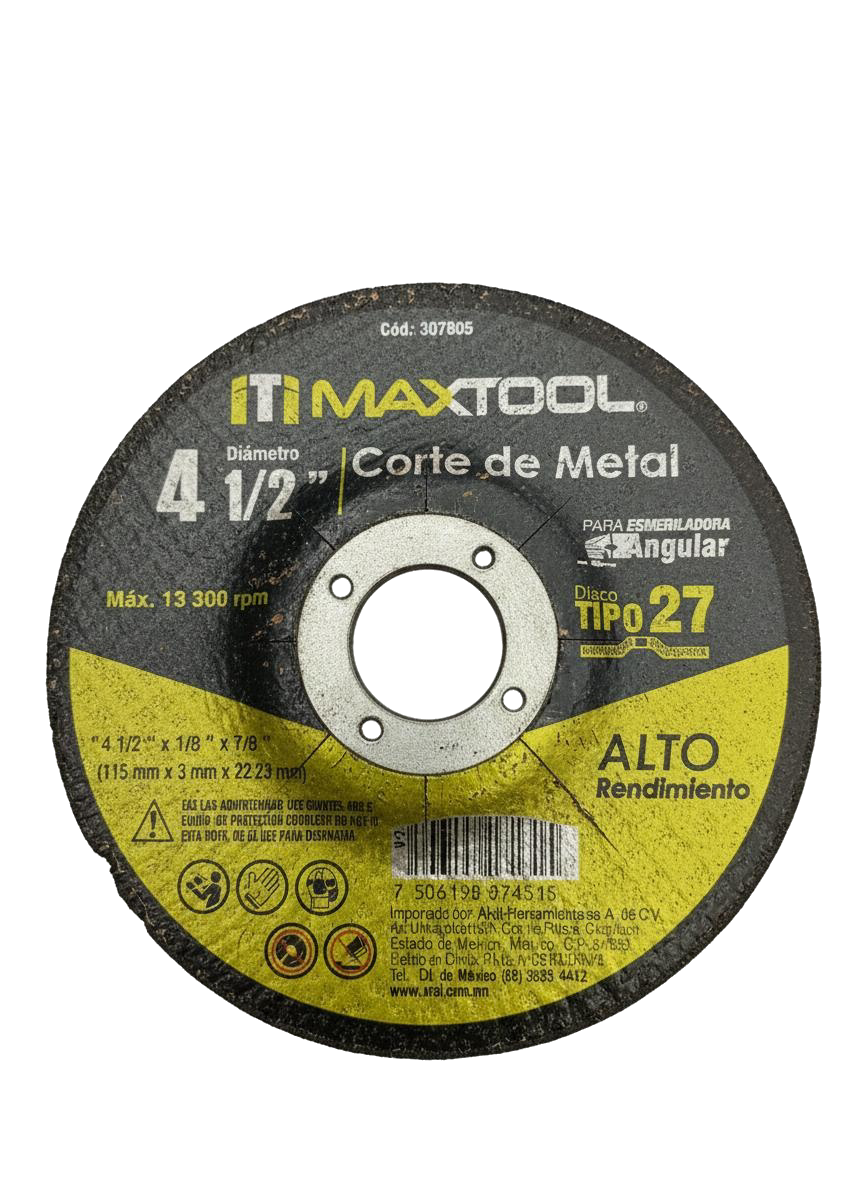 DISCO CORTE MET 4 1/2""X3MM TIPO 27 MAX