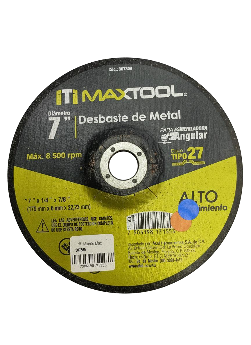 DISCO DESB MET 7""X6MM TIPO 27 MAXT
