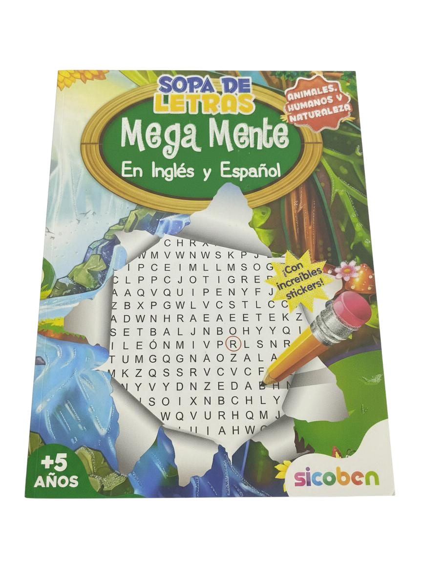 LIBRO SOPAS DE LETRAS ING-ESP C/STIKERS SICOBEN (E)