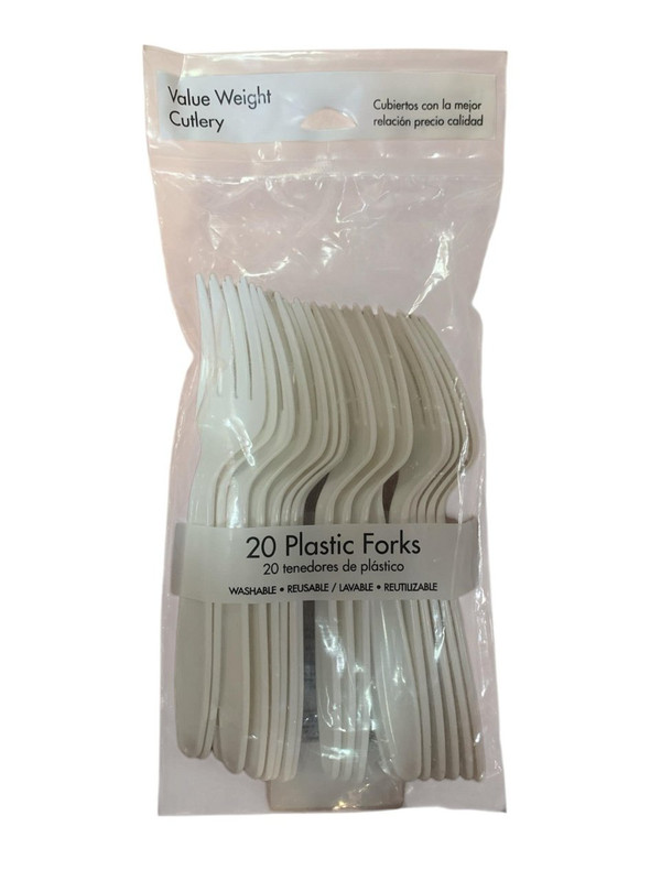 TENEDORES DE PLASTICO BLANCO 20 PZ
