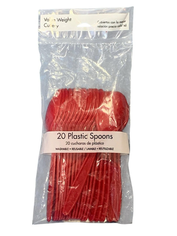 CUCHARAS DE PLASTICO ROJO 20 PZ