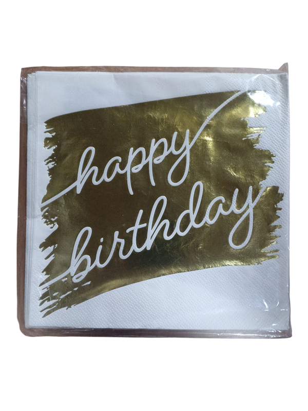 SERVILLETAS 33 X 33 GOLD BDAY 16 PZ
