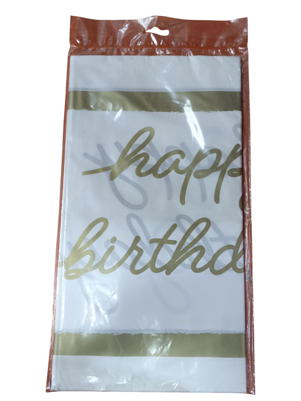 MANTEL PLASTICO GOLD BDAY 137 X 259