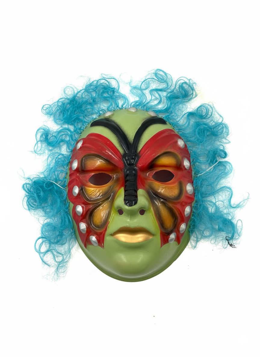 MASCARA PLASTICA CON CABELLO Y