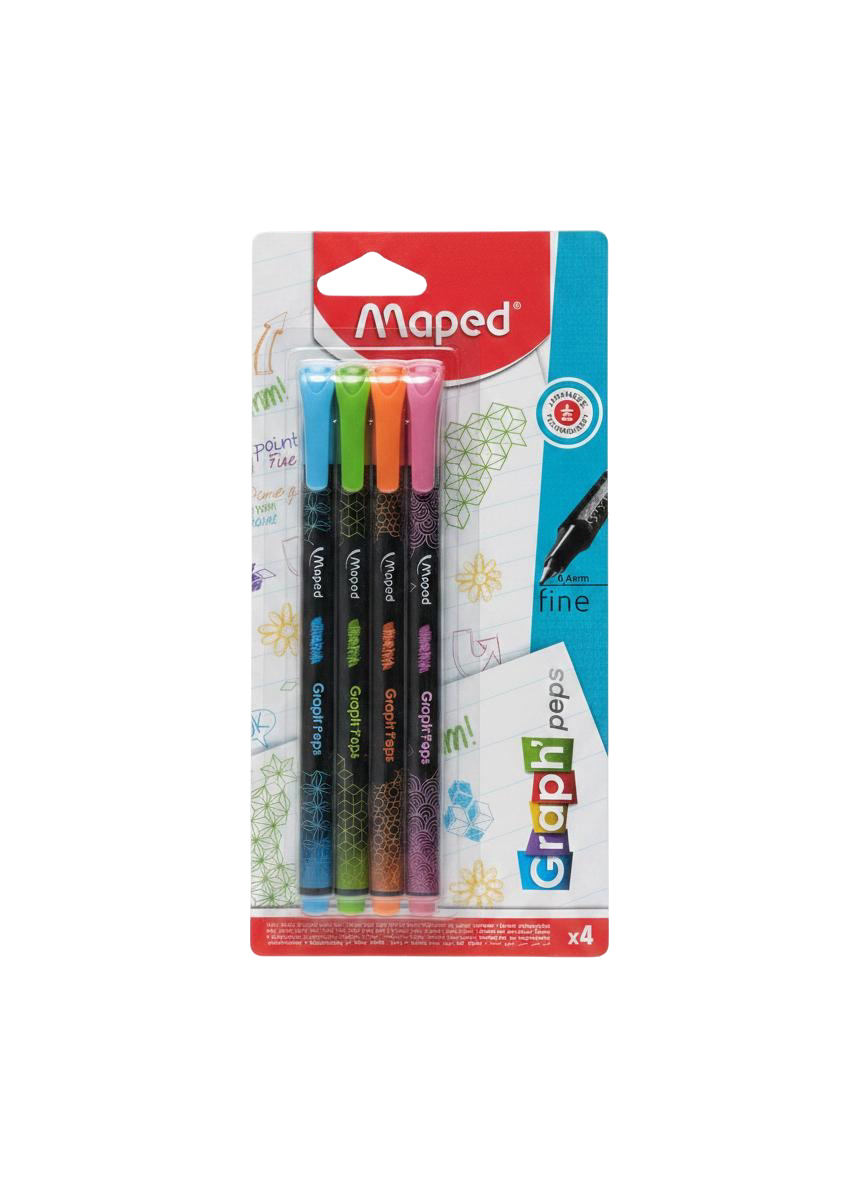 MARCADOR MAPED PTA FINA PASTEL 4UNID