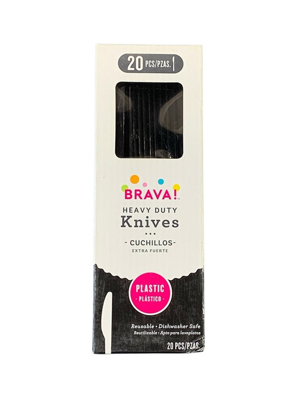 CUCHILLO PLASTICO EXTRA FUERTE NEGRO 20 PZ