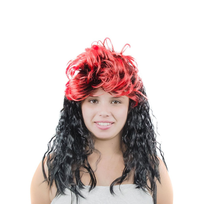 PELUCA LARGA RIZADA 2 TONOS NEGRA