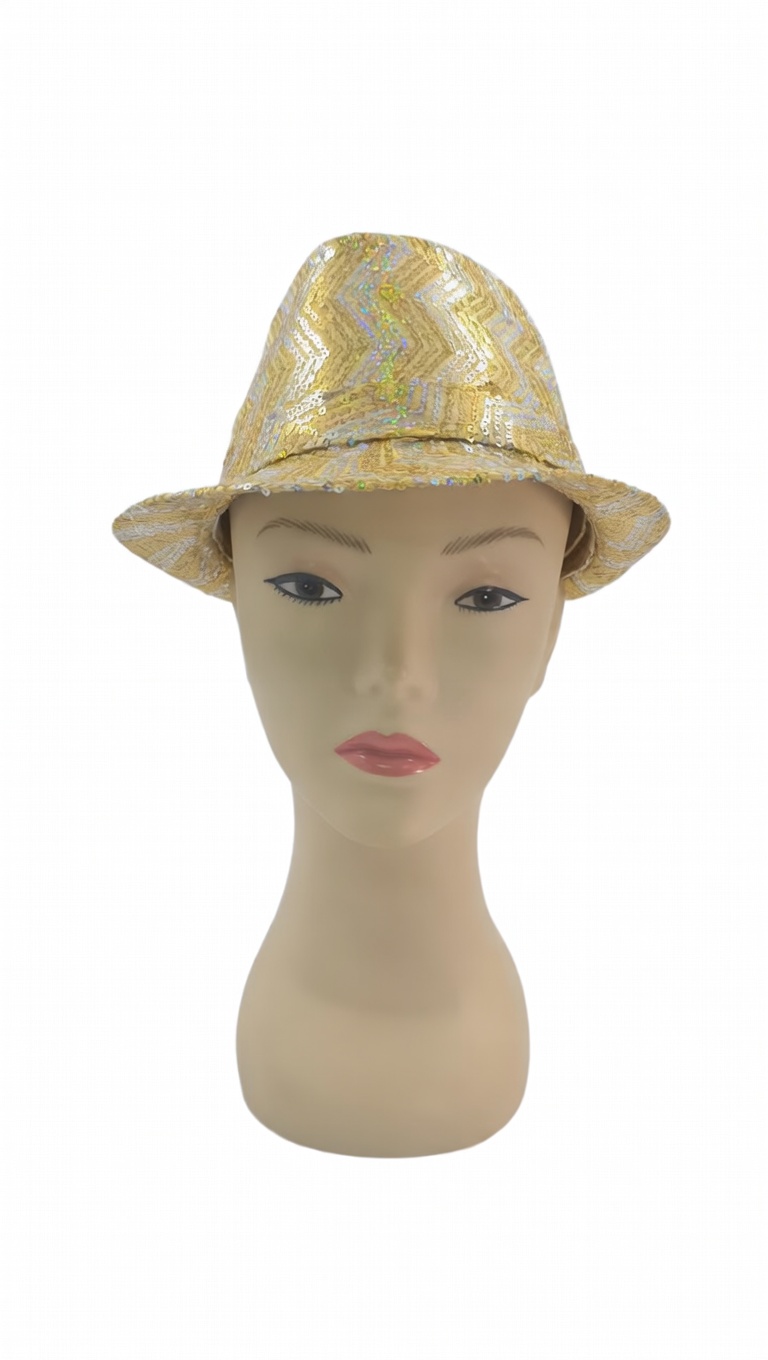 SOMBRERO GANGSTER LENTEJUELAS/RAYAS