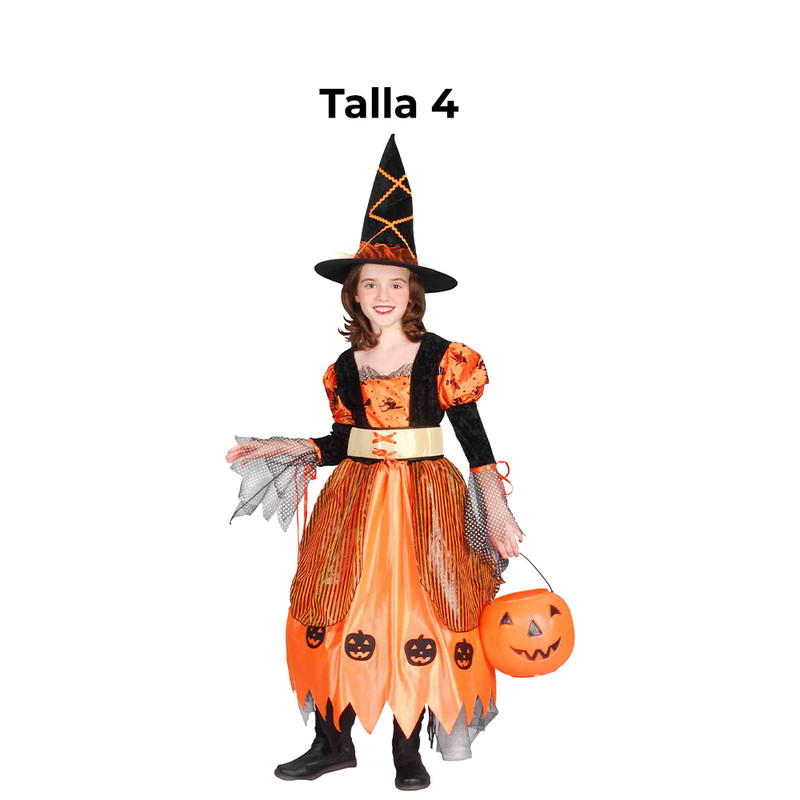 DISFRAZ BRUJITA CALABAZA NINA T 4