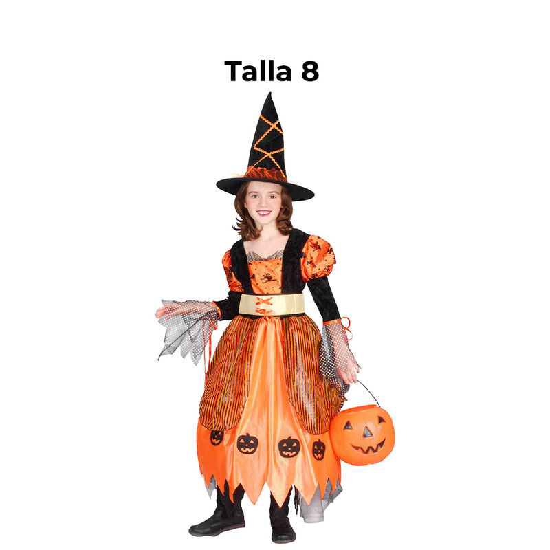 DISFRAZ BRUJITA CALABAZA NINA T 8