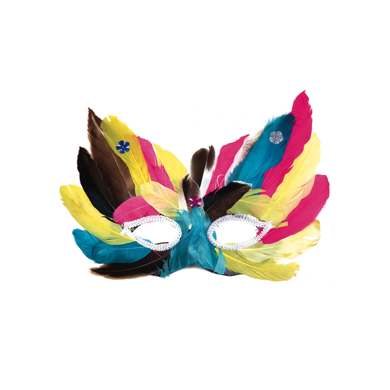 ANTIFAZ DE PLUMA SENCILLO MULTICOL 10 PZ