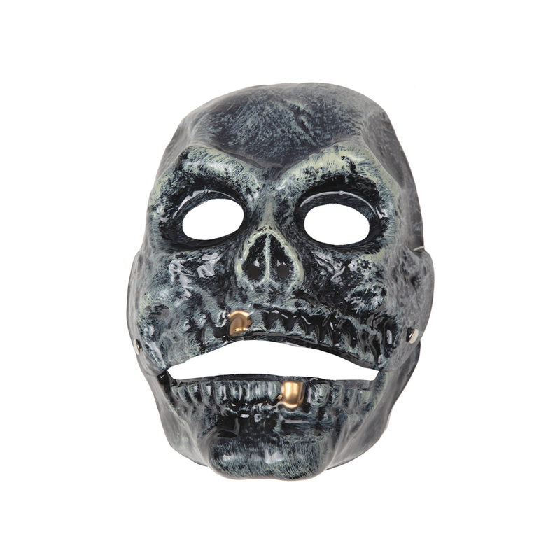 MASCARA PLASTICA CALAVERA DIENTE DORADO