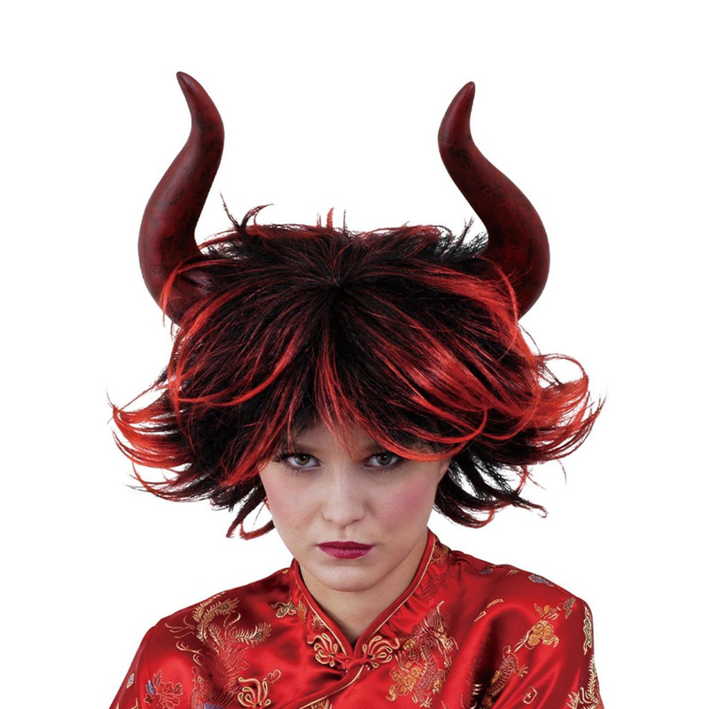 PELUCA CORTA ROJA CON CACHOS