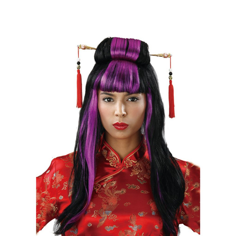 PELUCA LARGA CHINA MECHONES MOR-NEG