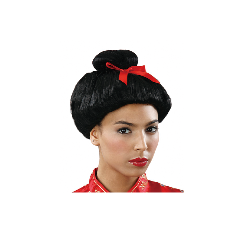 PELUCA GEISHA LAZO ROJO