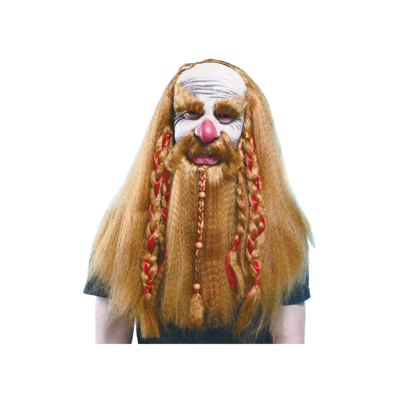 MASCARA LATEX VIEJO CAB Y TRENZAS ROJO