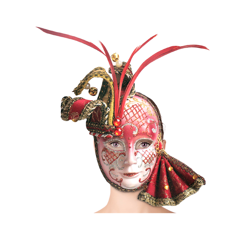 MASCARA RIGIDA ESCARCHADA Y PLUMAS