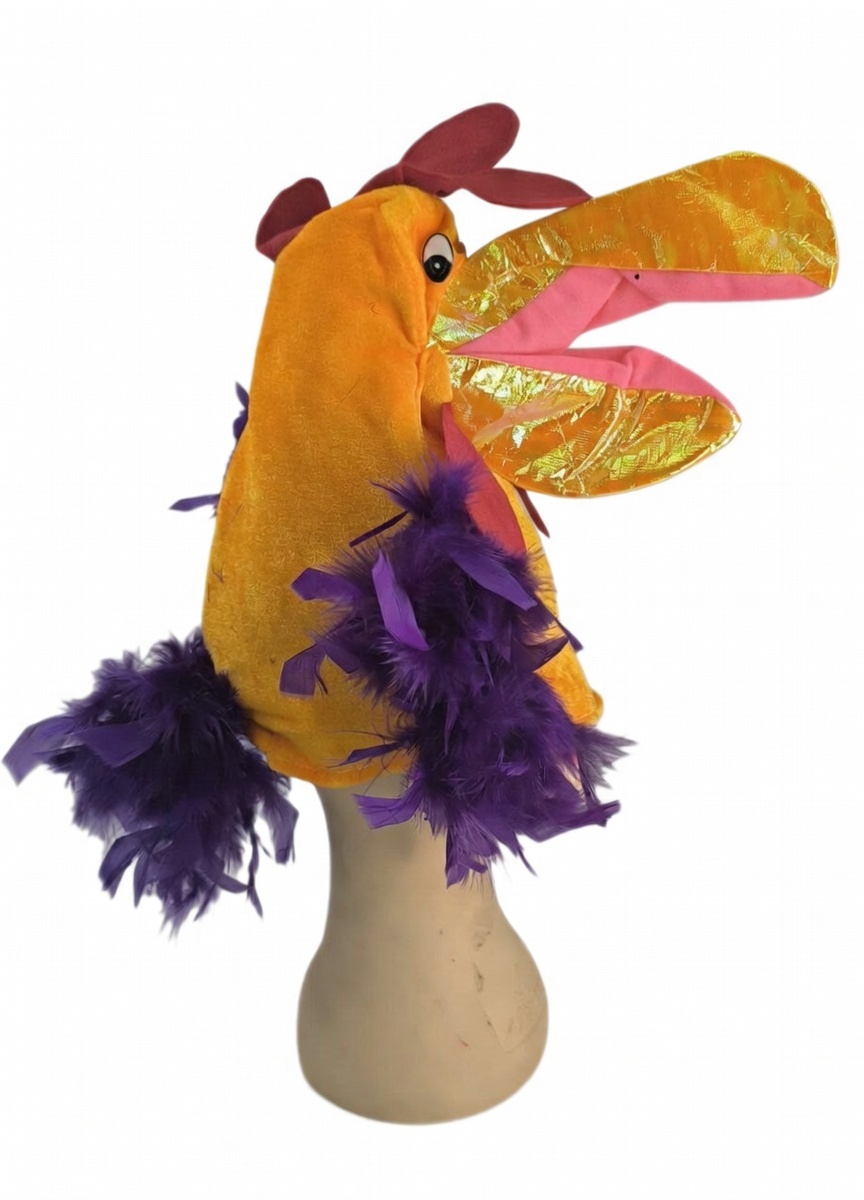 GORRO GALLO CON PLUMAS  NARANJA