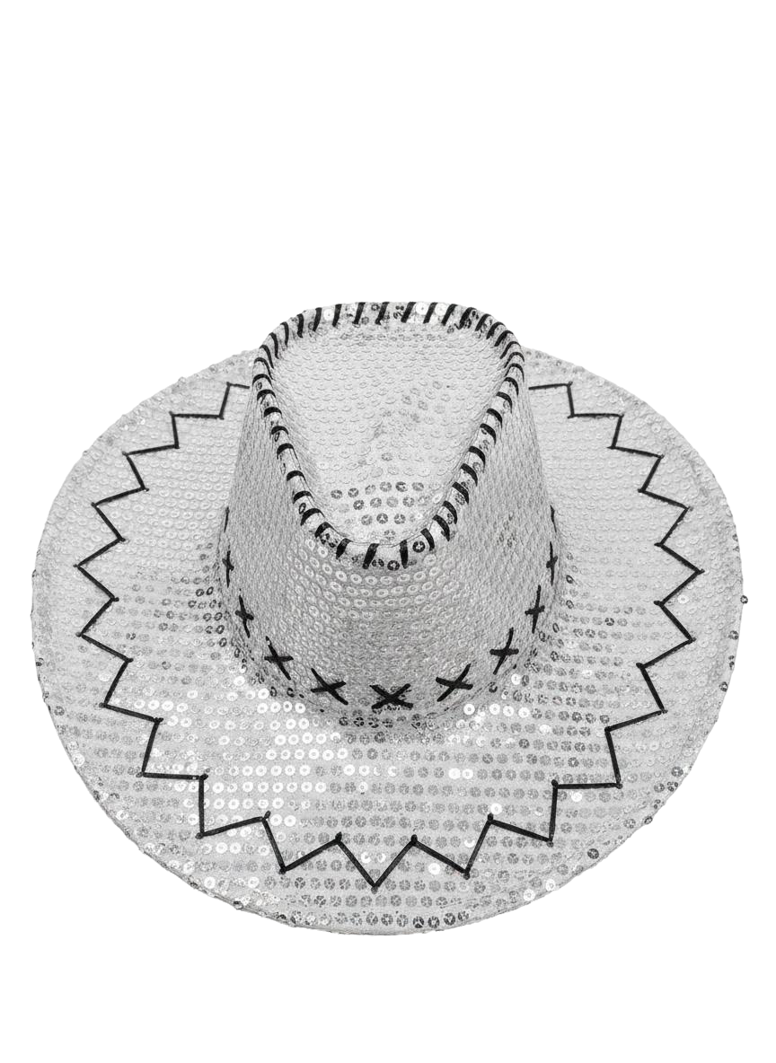 SOMBRERO PLATEADO CON LENTEJUELA