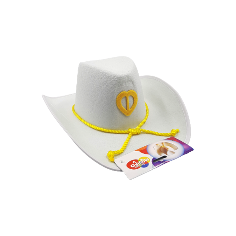 SOMBRERO VAQUERO BLANCO C/ LAZO AMARILLO/ROSADO