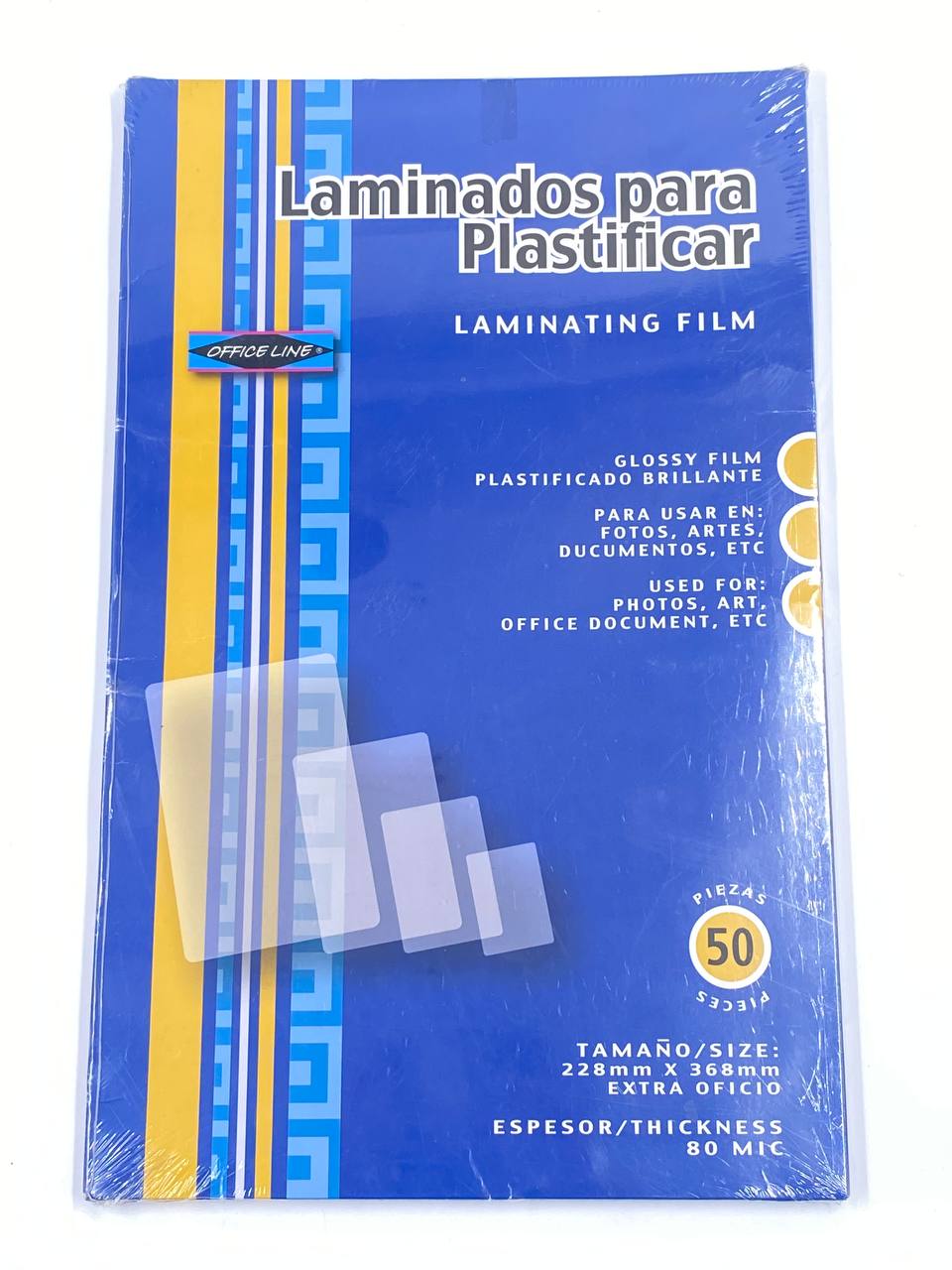 LAMINADOS PARA PLASTIFICAR 50 UND 228MM X 368MM