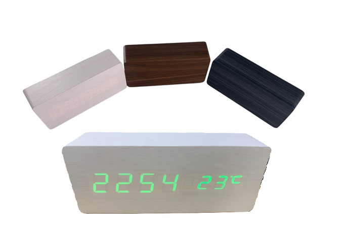 RELOJ DIGITAL/TERMOMETRO FORMA DE MADERA