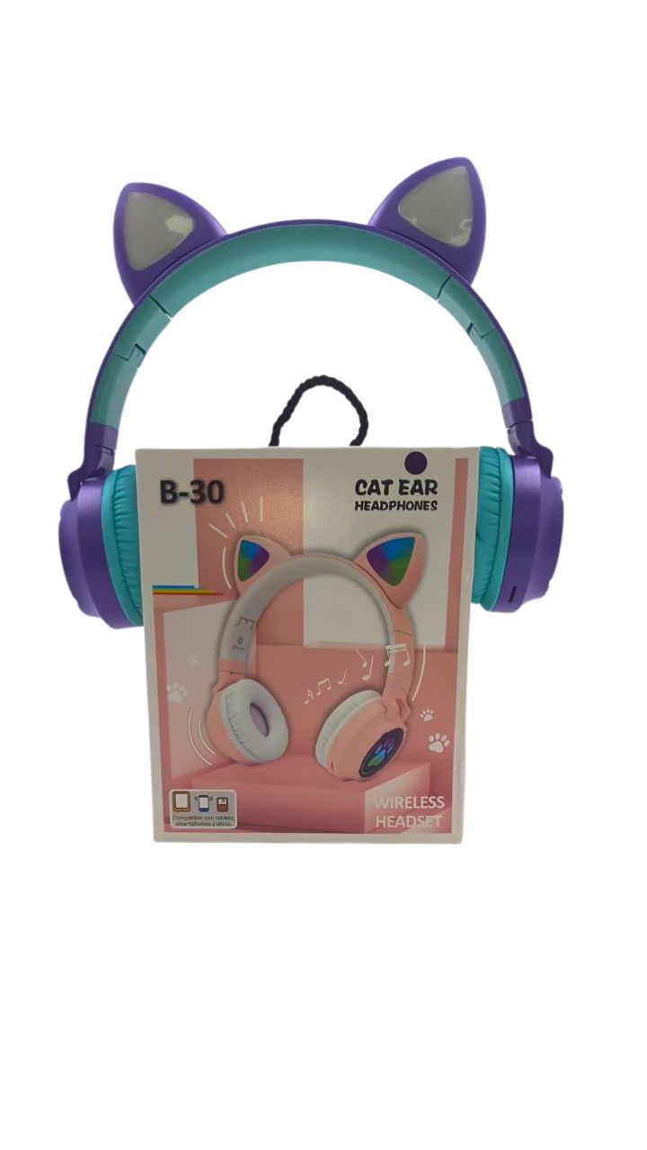 AUDIFONO INALAMBRICO , MICRO SD/AUX LINE IN,LED OREJA DE GATO