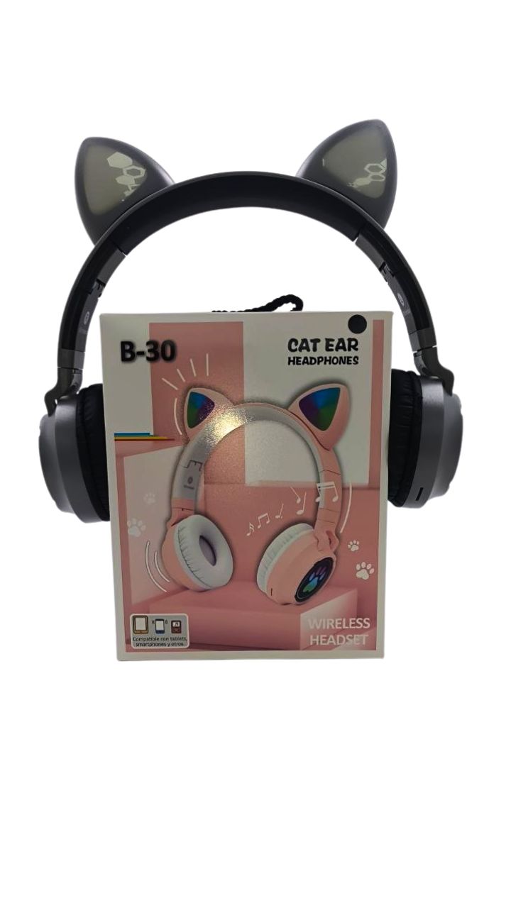 AUDIFONO INALAMBRICO , MICRO SD/AUX LINE IN,LED OREJA DE GATO