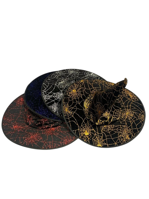 SOMBRERO BRUJA NEGRO ESTAMPADO ESCARCHADO
