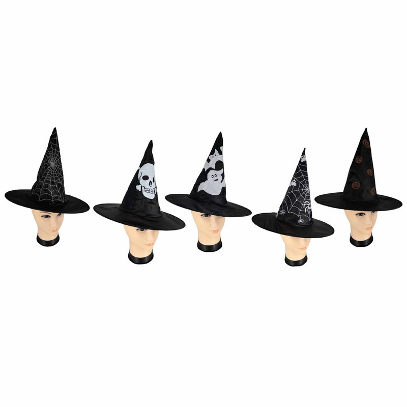 SOMBRERO BRUJA NEGRO ESTAMPADO