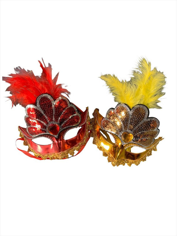 ANTIFAZ RIGIDO LENTEJUELA Y PLUMAS