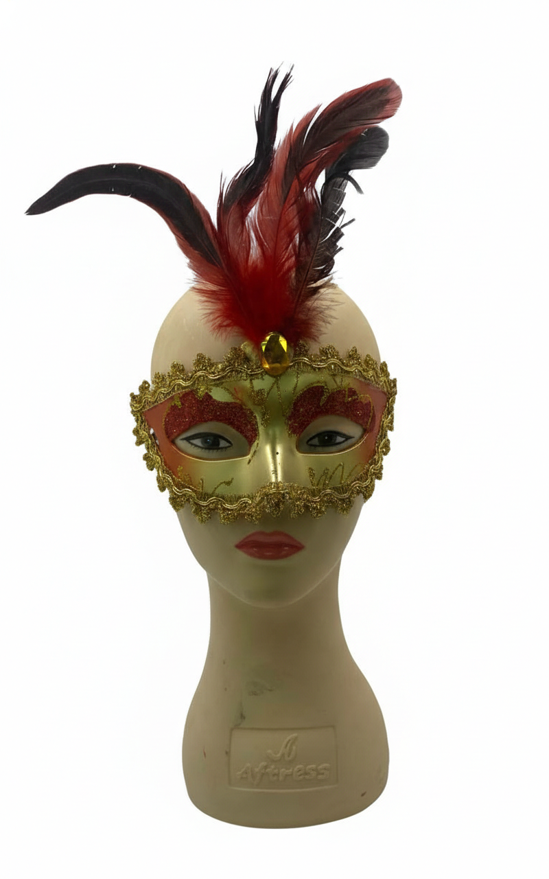 ANTIFAZ RIGIDO DIAMANTE Y PLUMAS