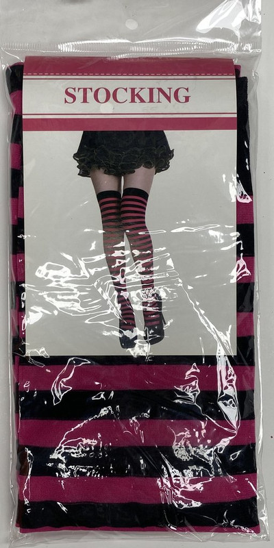 MEDIAS DE RAYAS FUCSIA Y NEGRO