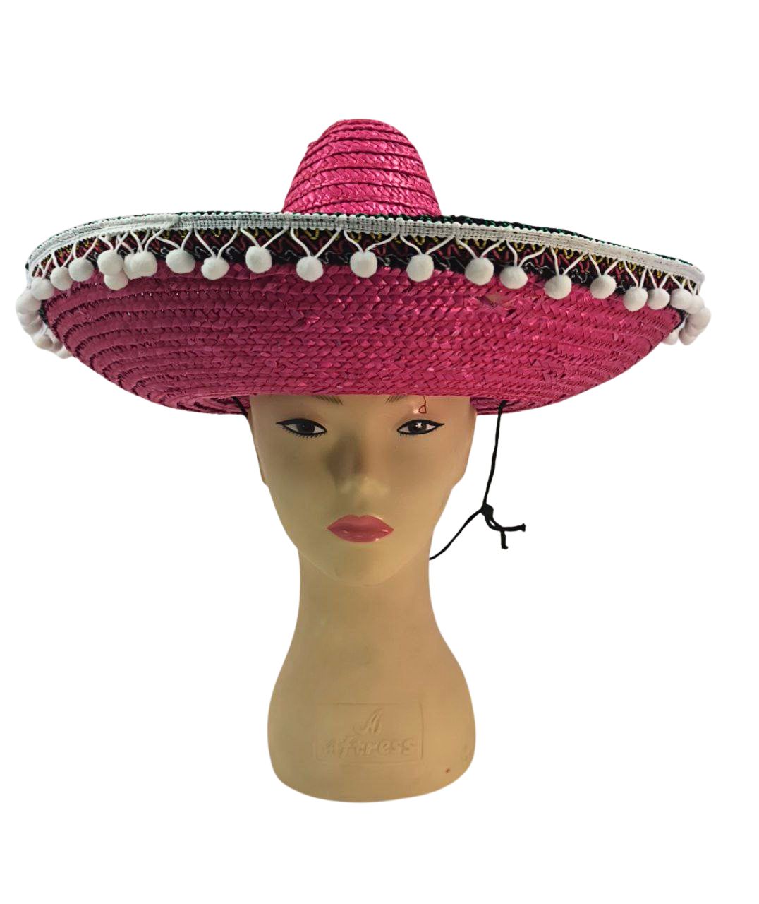 SOMBRERO MEXICANO UNICOLOR CON POMPOM