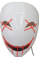 MASCARA BOCAS Y OJOS COCIDOS BLANCA LUCES PLASTICA