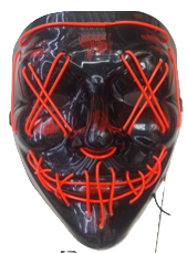 MASCARA BOCAS Y OJOS COCIDOS  NEGRA LUCES PLASTICA