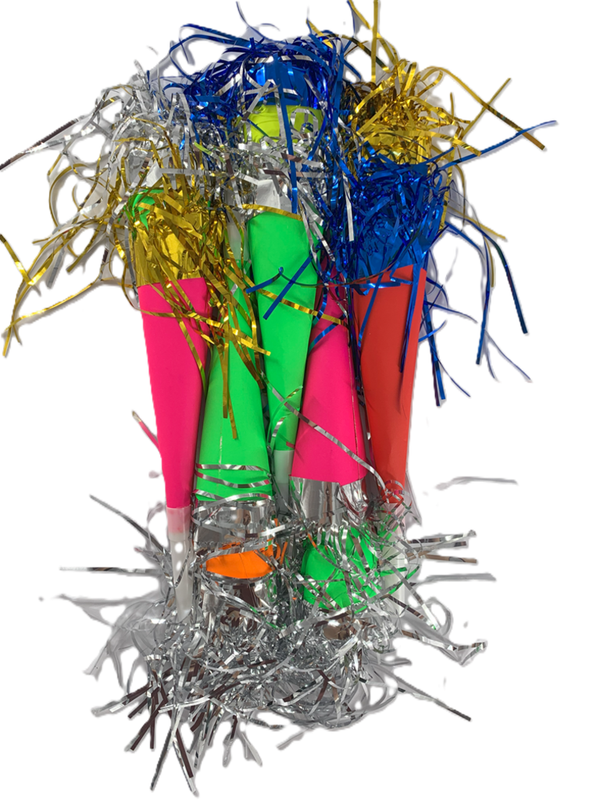 TROMPETA NEON VARIADOS COLORES X 10 UNIDAD