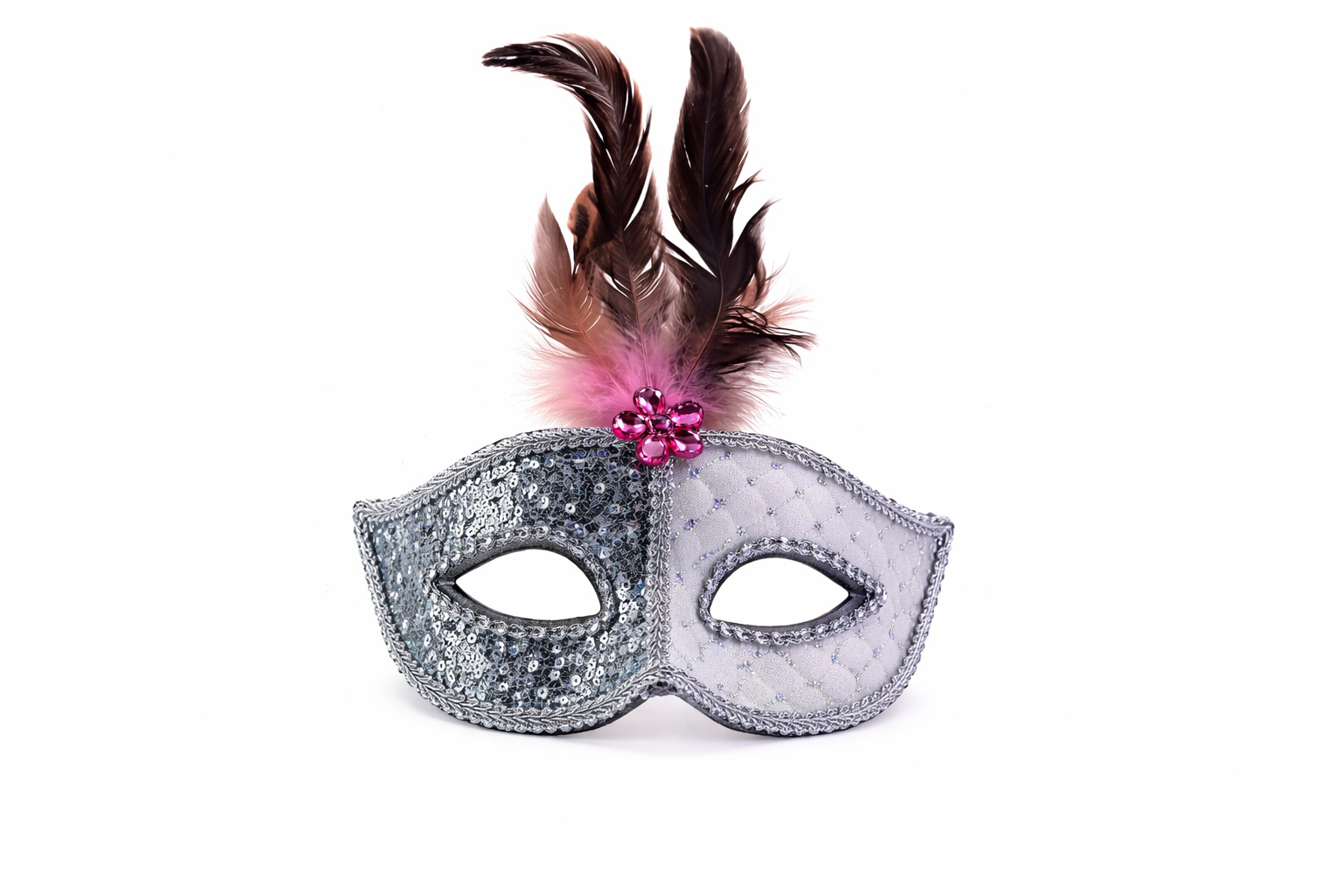 ANTIFAZ DOS COLORES CON PLUMAS