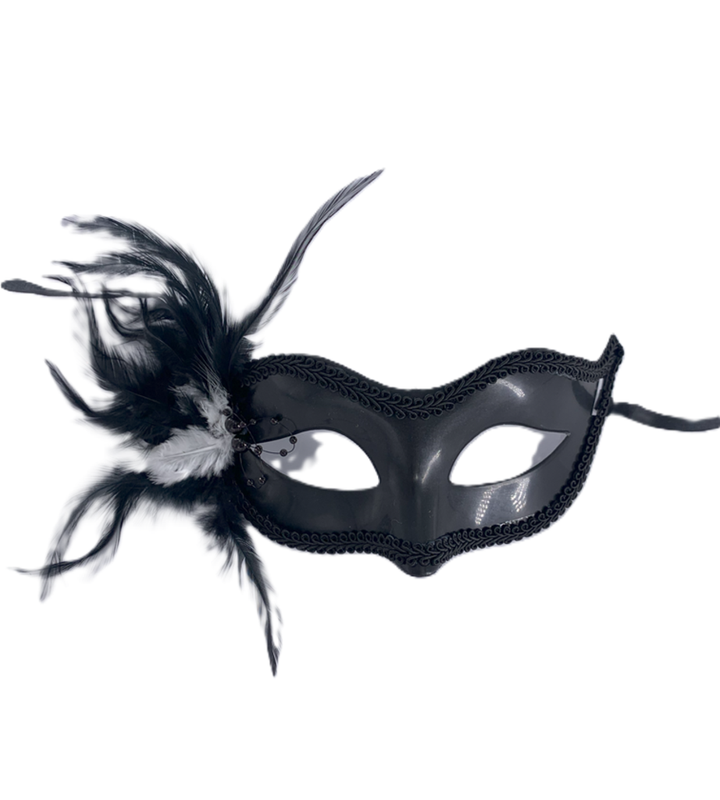 ANTIFAZ  NEGRO CON PLUMAS