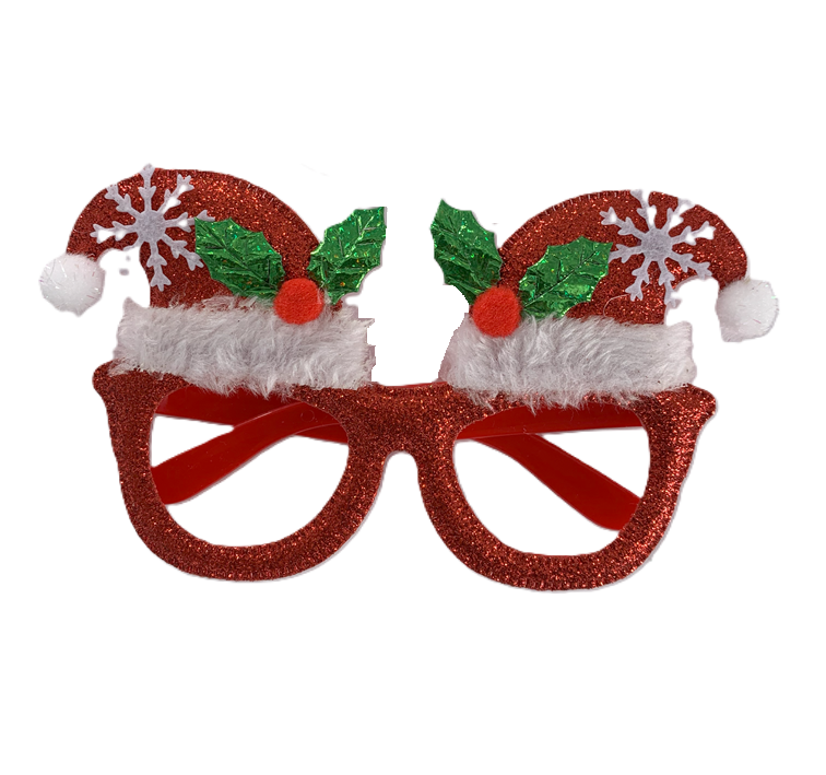 LENTES NAVIDAD ESCARCHADO GORRITOS