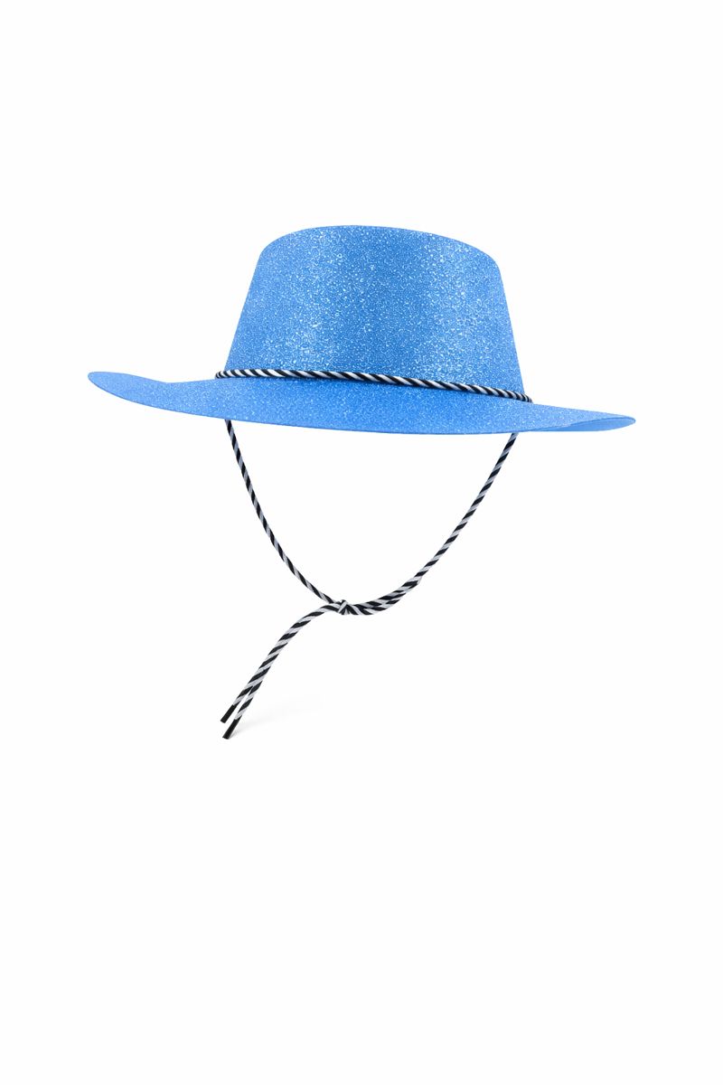 SOMBRERO PLASTICO 34*28 CM ESCARCHADO VAQUERO
