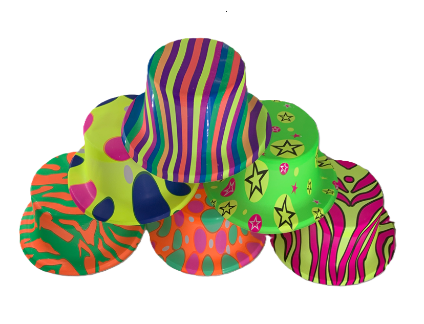 SOMBRERO PLASTICO 26*23 CM NEON MEDOLOS VARIOS DE COPA