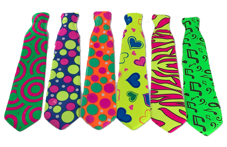 CORBATA GRANDE PLASTICO NEON MODELOS VARIOS